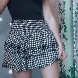 Vintage Havana Gingham Tiered/Smocked Mini Skirt